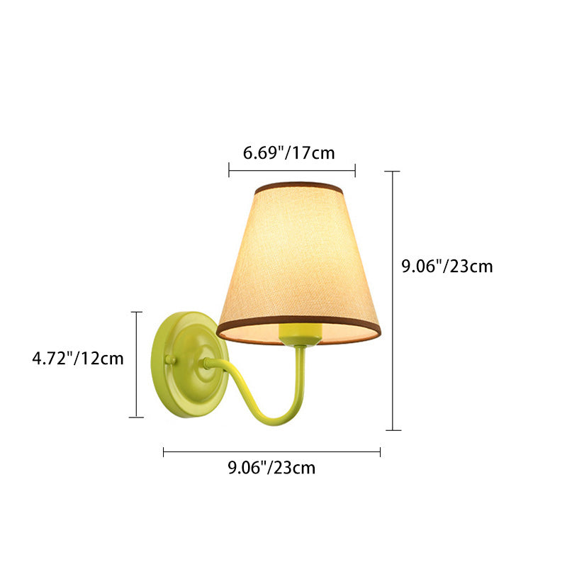 French Drum Iron Fabric Glass 1-Light Wall Sconce Lamp