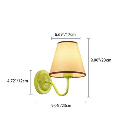 French Drum Iron Fabric Glass 1-Light Wall Sconce Lamp