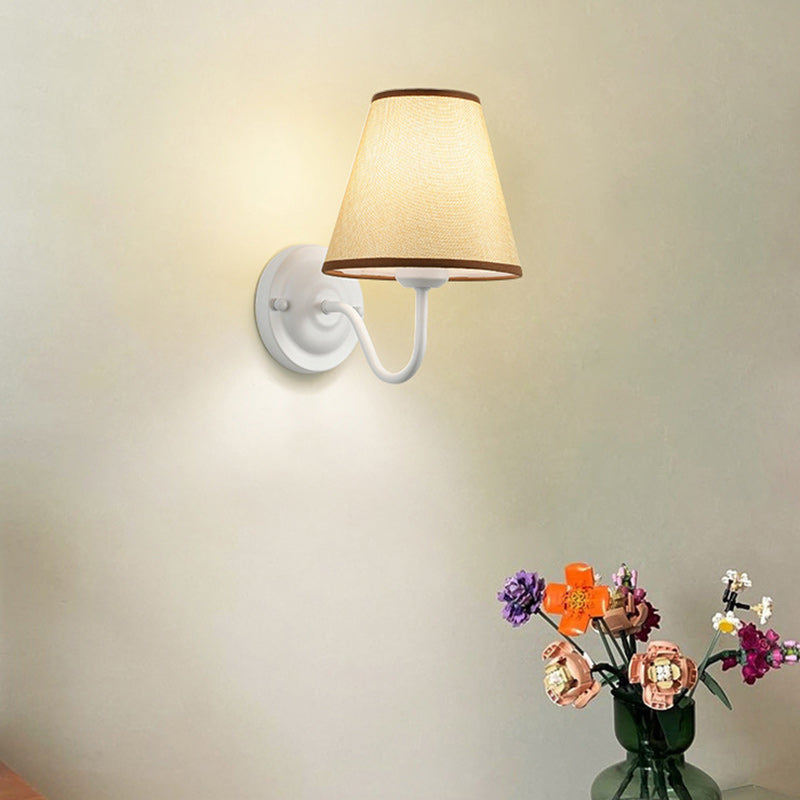 French Drum Iron Fabric Glass 1-Light Wall Sconce Lamp