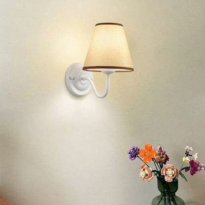 French Drum Iron Fabric Glass 1-Light Wall Sconce Lamp