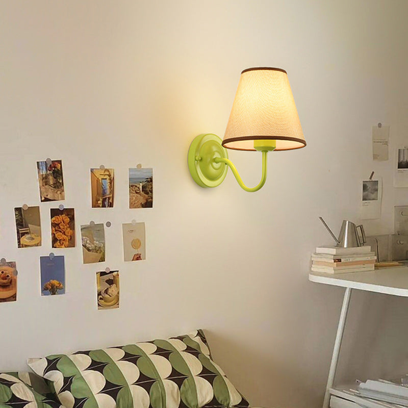 French Drum Iron Fabric Glass 1-Light Wall Sconce Lamp