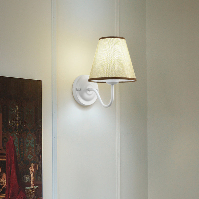 French Drum Iron Fabric Glass 1-Light Wall Sconce Lamp