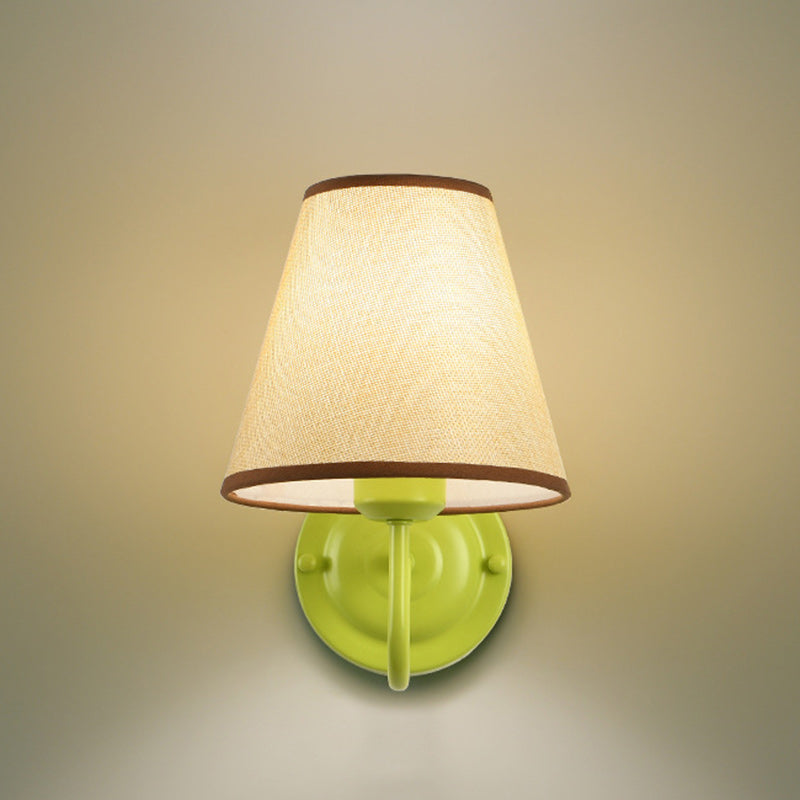 French Drum Iron Fabric Glass 1-Light Wall Sconce Lamp