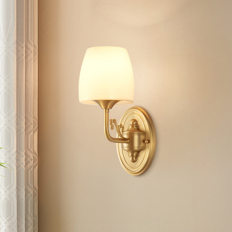 Traditional Drum Copper Glass 1/2-Light Wall Sconce Lamp