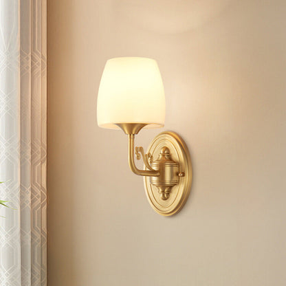 Traditional Drum Copper Glass 1/2-Light Wall Sconce Lamp