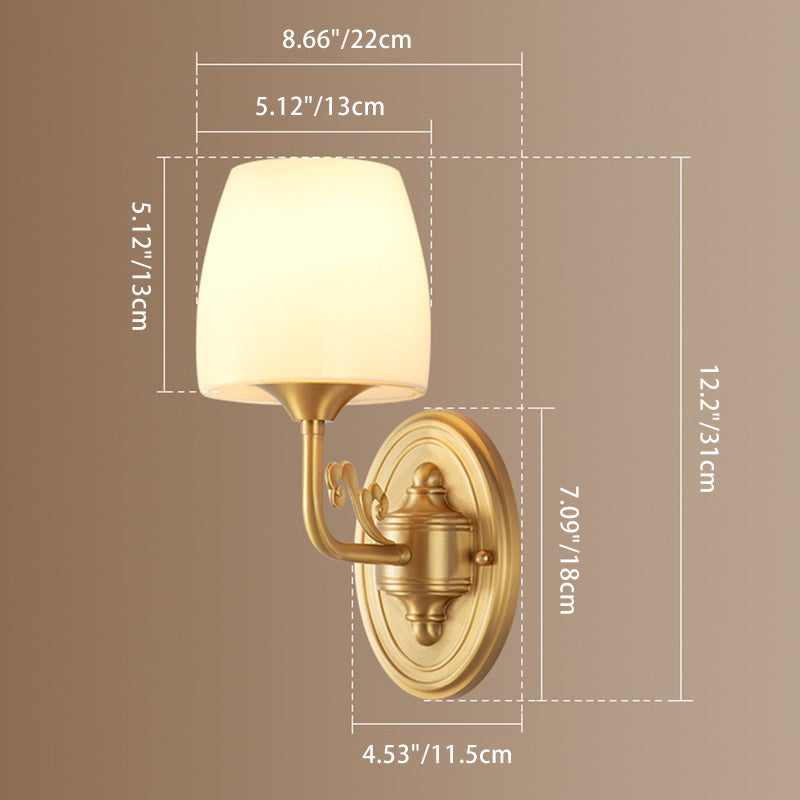 Traditional Drum Copper Glass 1/2-Light Wall Sconce Lamp