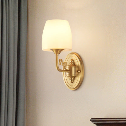 Traditional Drum Copper Glass 1/2-Light Wall Sconce Lamp