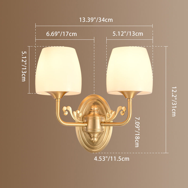 Traditional Drum Copper Glass 1/2-Light Wall Sconce Lamp