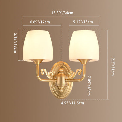 Traditional Drum Copper Glass 1/2-Light Wall Sconce Lamp