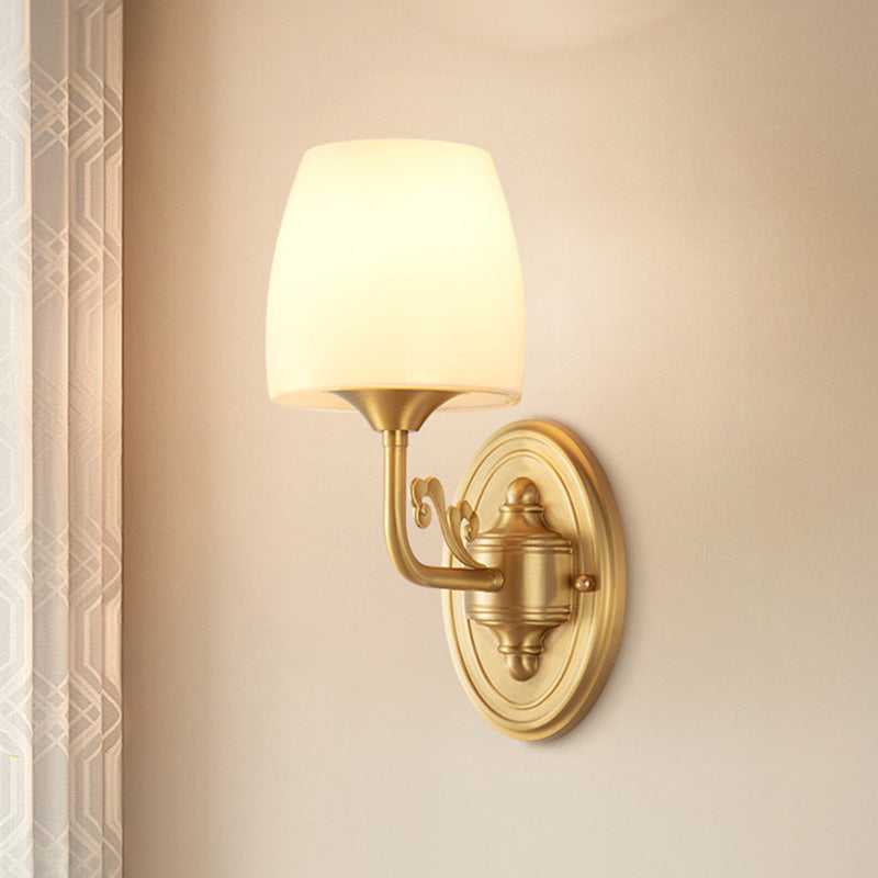 Traditional Drum Copper Glass 1/2-Light Wall Sconce Lamp