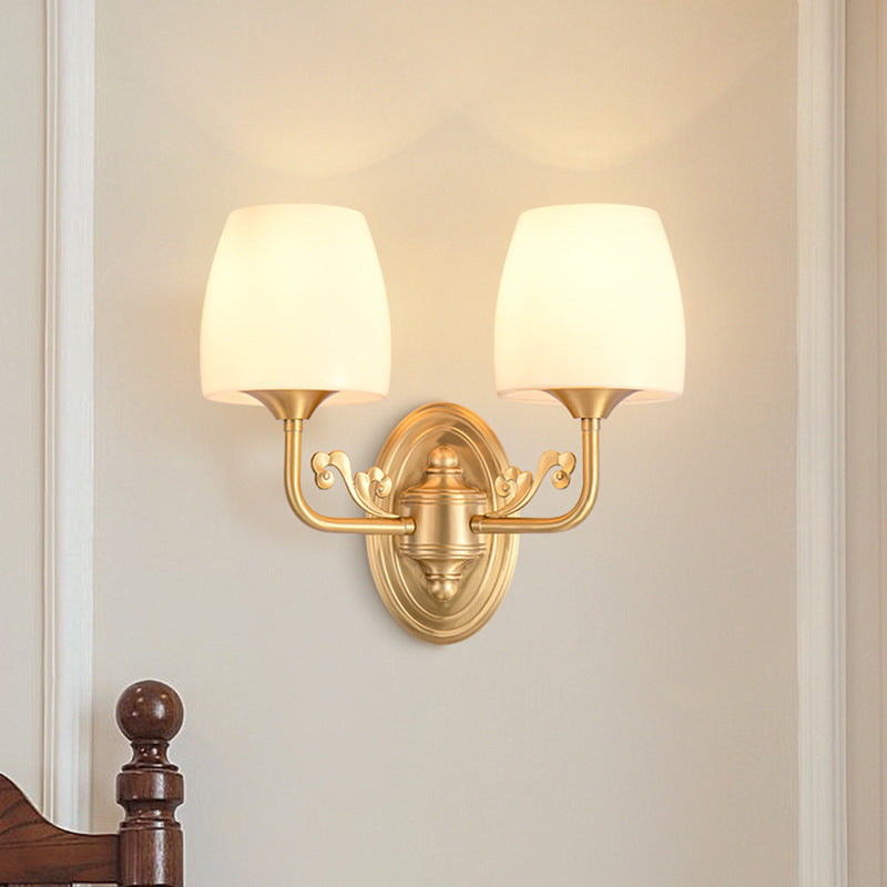 Traditional Drum Copper Glass 1/2-Light Wall Sconce Lamp