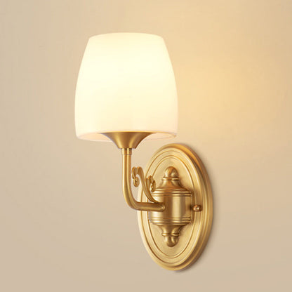 Traditional Drum Copper Glass 1/2-Light Wall Sconce Lamp