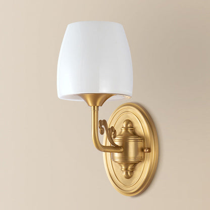 Traditional Drum Copper Glass 1/2-Light Wall Sconce Lamp