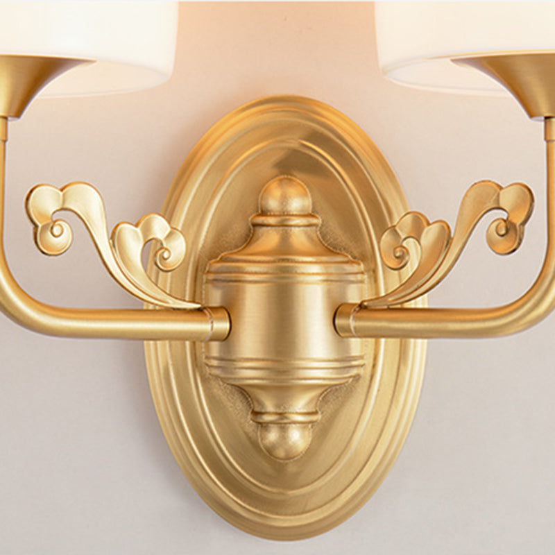 Traditional Drum Copper Glass 1/2-Light Wall Sconce Lamp