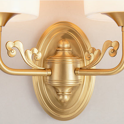 Traditional Drum Copper Glass 1/2-Light Wall Sconce Lamp
