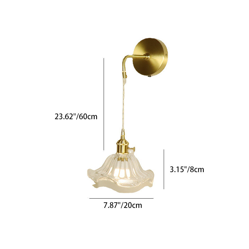 French Flower Copper Glass 1-Light Wall Sconce Lamp