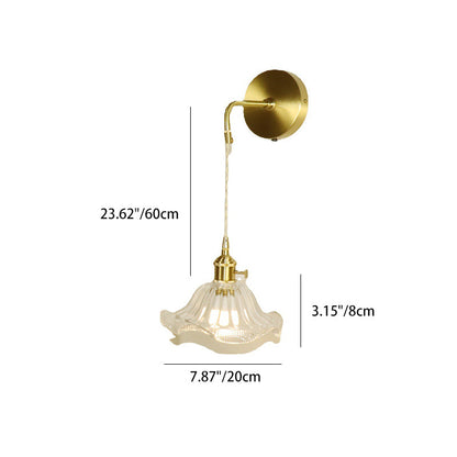 French Flower Copper Glass 1-Light Wall Sconce Lamp