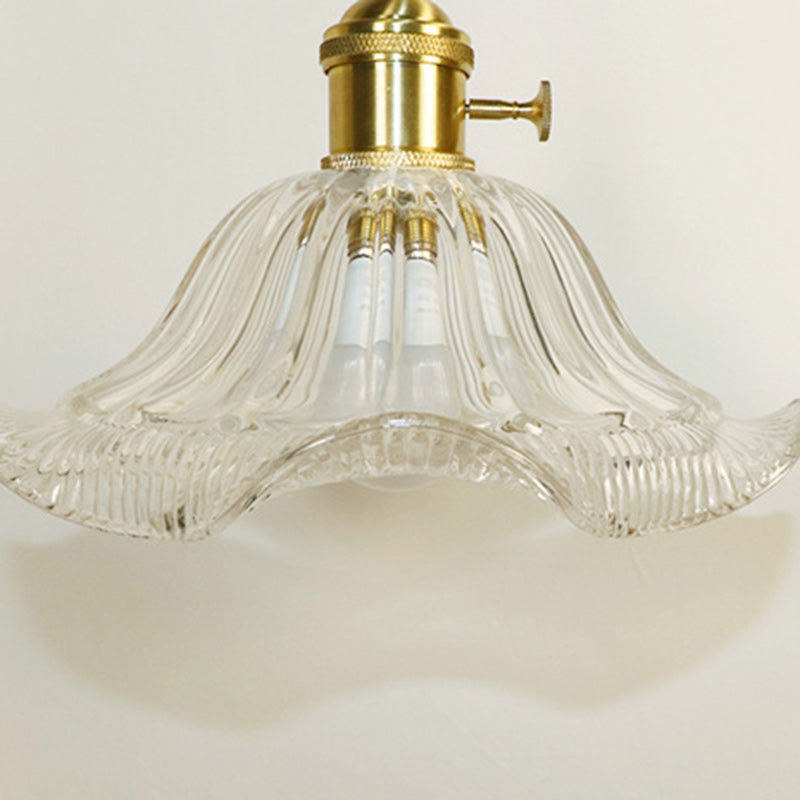 French Flower Copper Glass 1-Light Wall Sconce Lamp