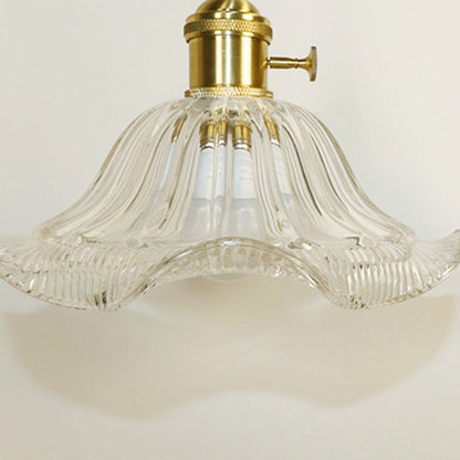 French Flower Copper Glass 1-Light Wall Sconce Lamp