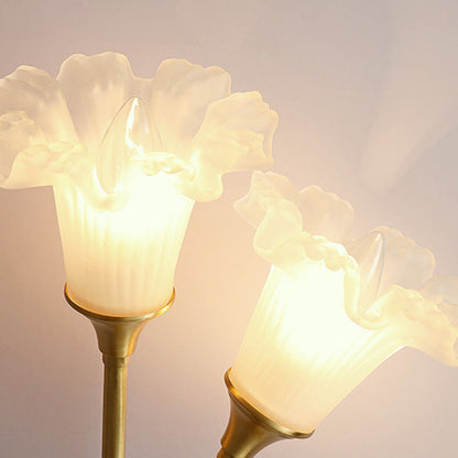 French Flower Copper Glass 2-Light Wall Sconce Lamp
