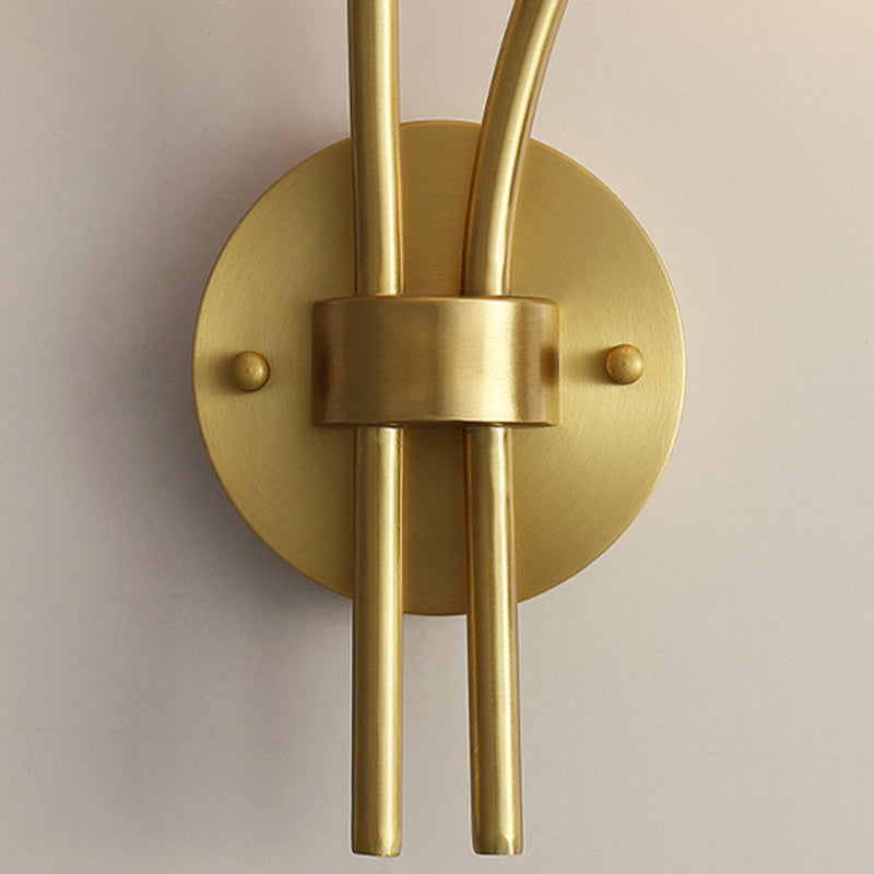 French Flower Copper Glass 2-Light Wall Sconce Lamp