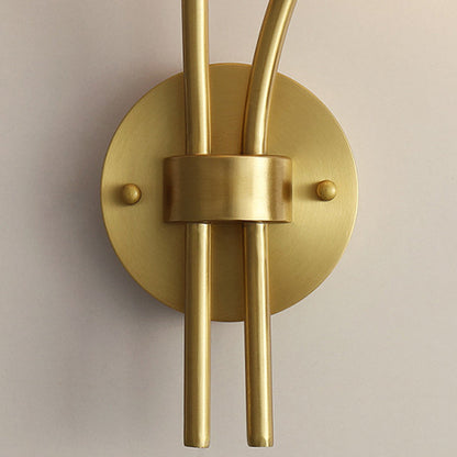 French Flower Copper Glass 2-Light Wall Sconce Lamp