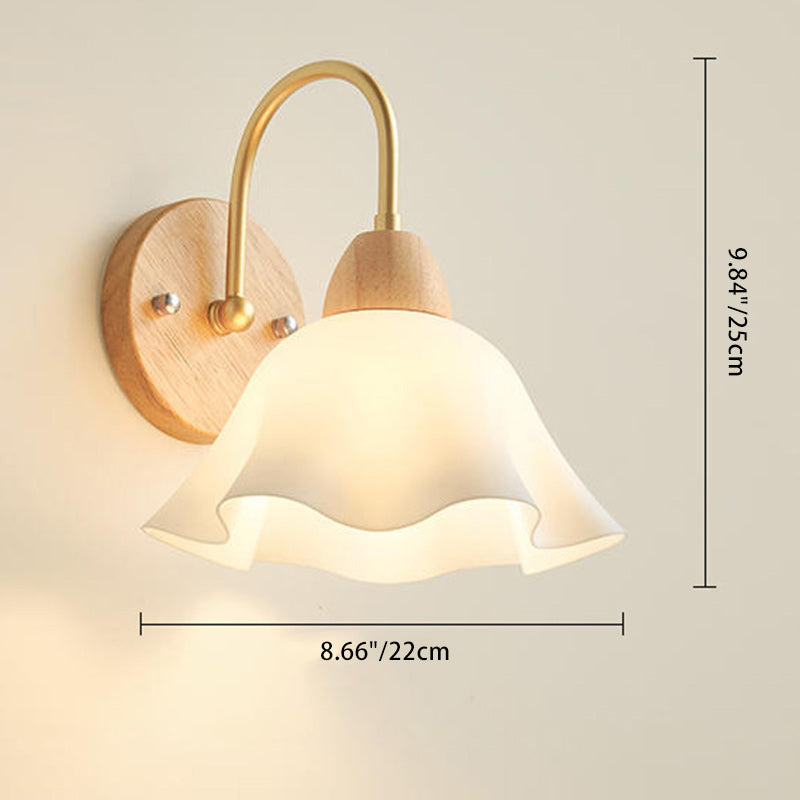 Nordic Dome Copper Wood Acrylic 1-Light Wall Sconce Lamp