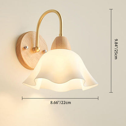 Nordic Dome Copper Wood Acrylic 1-Light Wall Sconce Lamp
