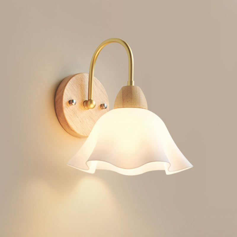 Nordic Dome Copper Wood Acrylic 1-Light Wall Sconce Lamp