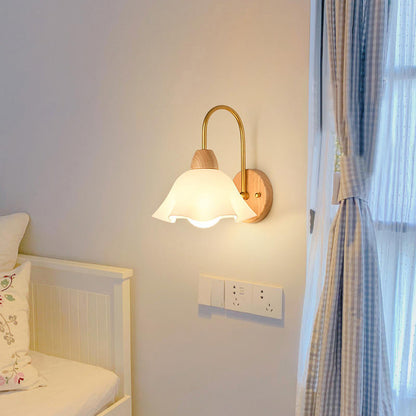 Nordic Dome Copper Wood Acrylic 1-Light Wall Sconce Lamp