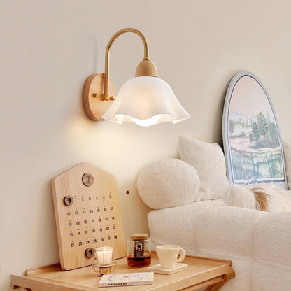 Nordic Dome Copper Wood Acrylic 1-Light Wall Sconce Lamp