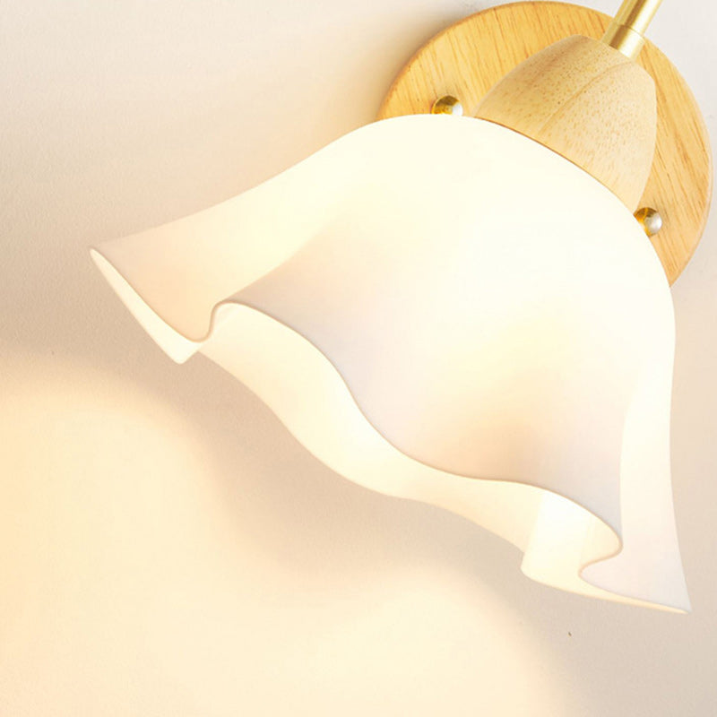 Nordic Dome Copper Wood Acrylic 1-Light Wall Sconce Lamp