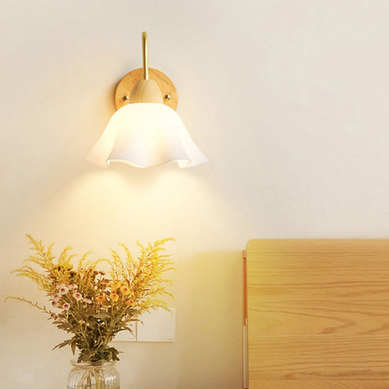 Nordic Dome Copper Wood Acrylic 1-Light Wall Sconce Lamp