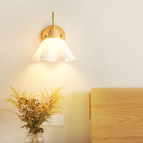 Nordic Dome Copper Wood Acrylic 1-Light Wall Sconce Lamp