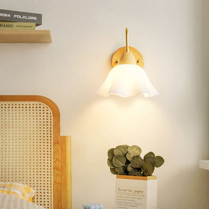 Nordic Dome Copper Wood Acrylic 1-Light Wall Sconce Lamp