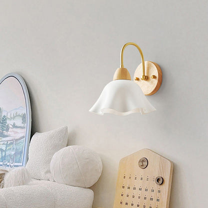 Nordic Dome Copper Wood Acrylic 1-Light Wall Sconce Lamp