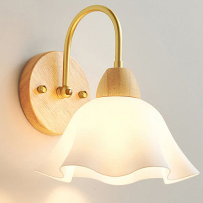 Nordic Dome Copper Wood Acrylic 1-Light Wall Sconce Lamp