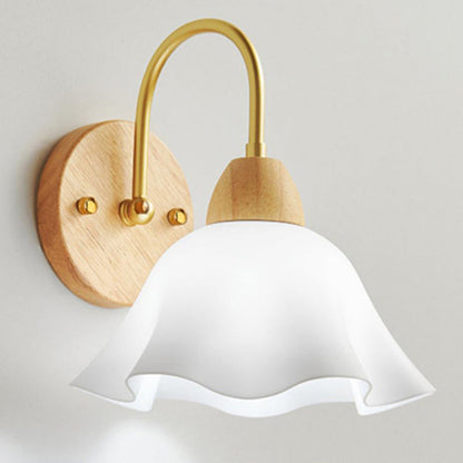 Nordic Dome Copper Wood Acrylic 1-Light Wall Sconce Lamp