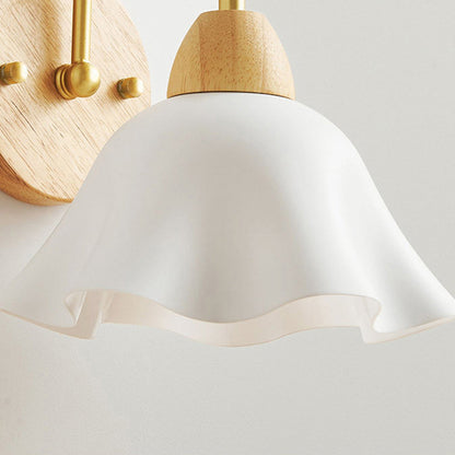 Nordic Dome Copper Wood Acrylic 1-Light Wall Sconce Lamp