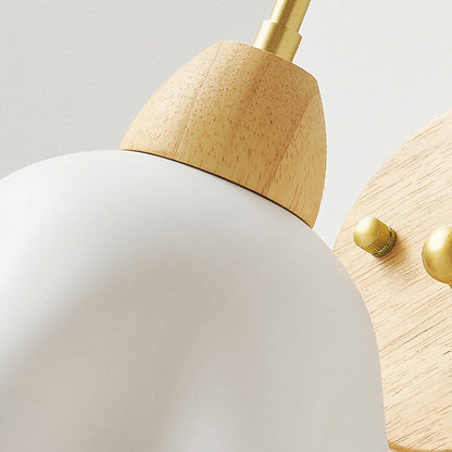 Nordic Dome Copper Wood Acrylic 1-Light Wall Sconce Lamp