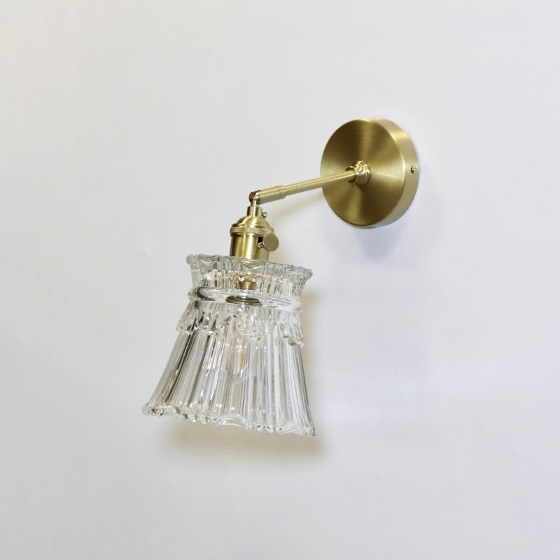 French Drum Copper Glass 1-Light Wall Sconce Lamp