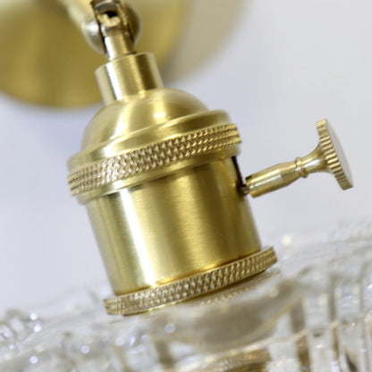 French Drum Copper Glass 1-Light Wall Sconce Lamp