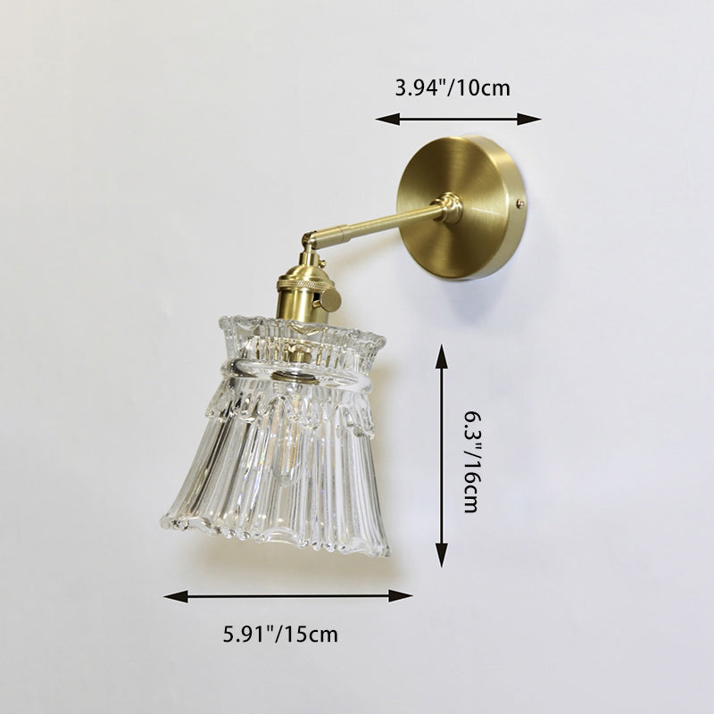 French Drum Copper Glass 1-Light Wall Sconce Lamp