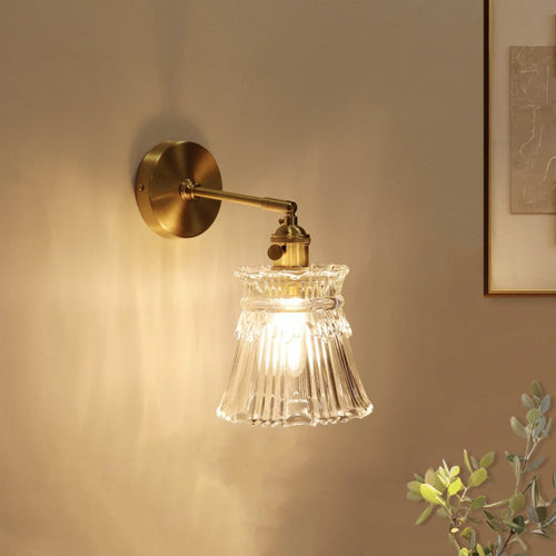 French Drum Copper Glass 1-Light Wall Sconce Lamp