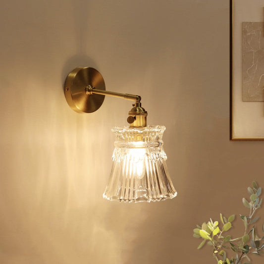 French Drum Copper Glass 1-Light Wall Sconce Lamp