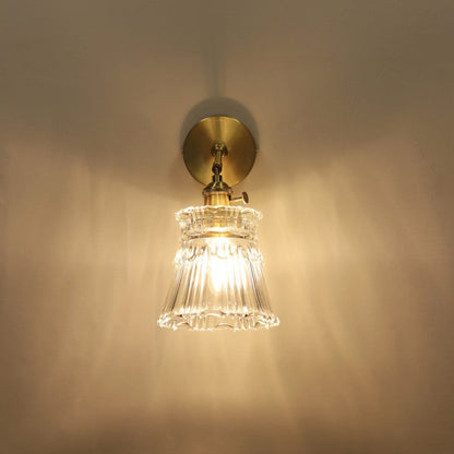 French Drum Copper Glass 1-Light Wall Sconce Lamp