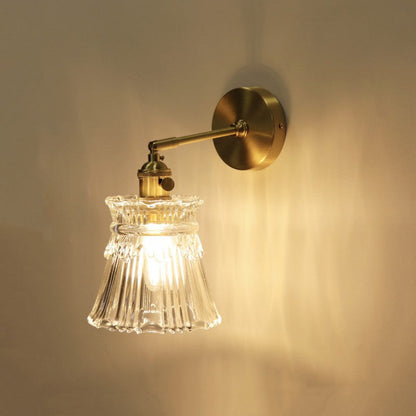 French Drum Copper Glass 1-Light Wall Sconce Lamp