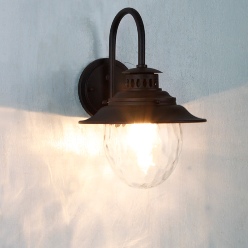 Industrial Oval Aluminum Glass 1-Light Wall Sconce Lamp