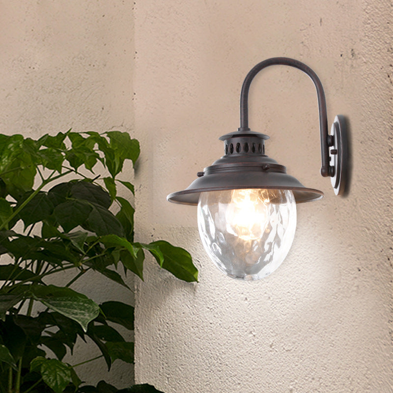 Industrial Oval Aluminum Glass 1-Light Wall Sconce Lamp