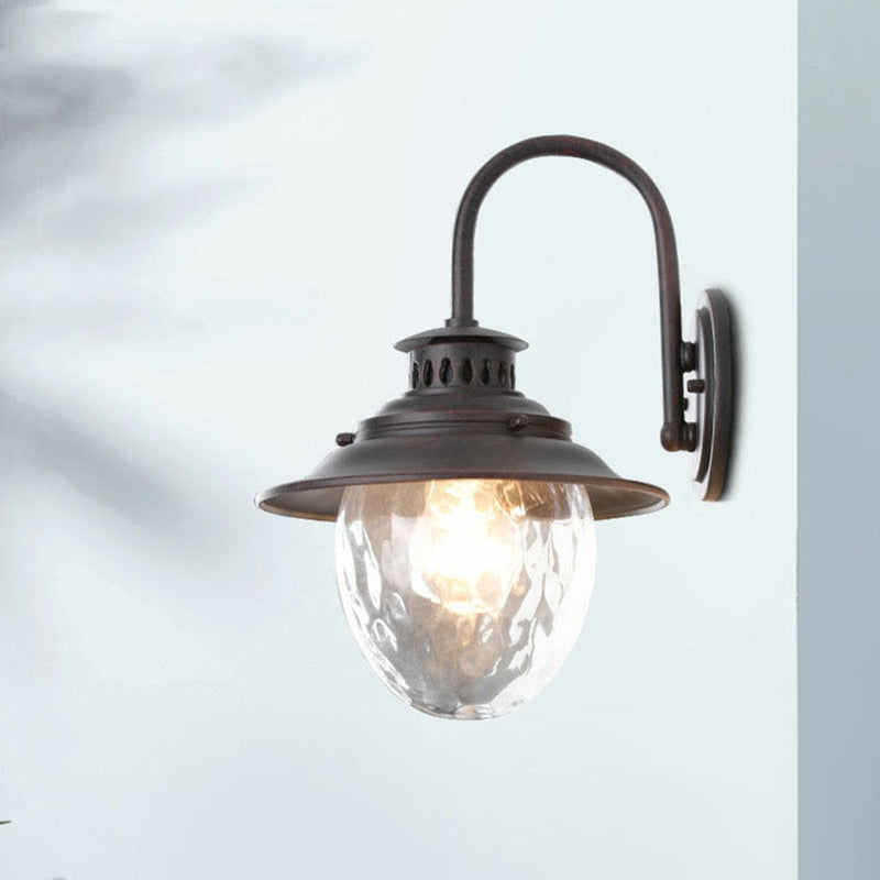 Industrial Oval Aluminum Glass 1-Light Wall Sconce Lamp